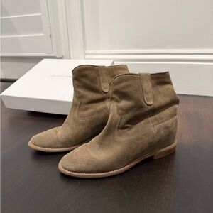 Isabel Marant Taupe Suede Crisi Flat Ankle Boots